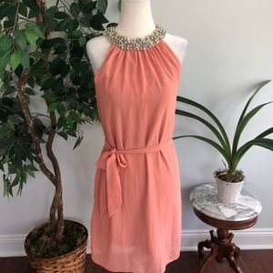 ** NYE Special!! ** Coral Party Dress with Jewelled Collar